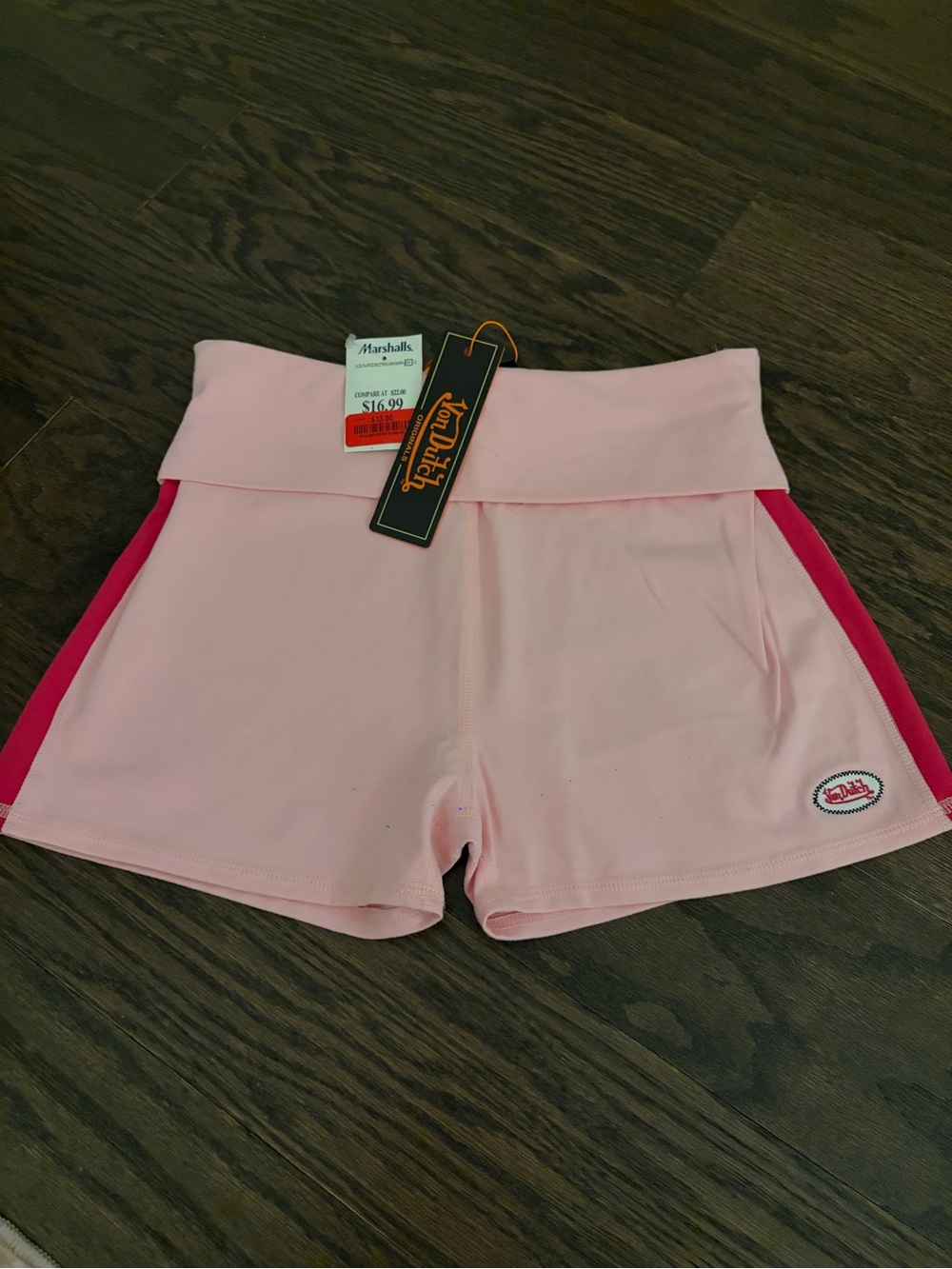 VON DUTCH Pink Fold-Over Waist Shorts